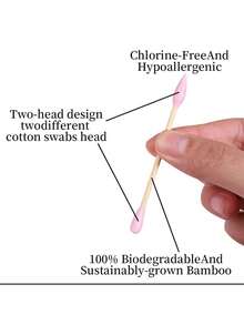 200支/包牛皮纸盒装竹木双头棉签，适用于化妆、卸妆、耳部清洁 - 多色 - 查看 6