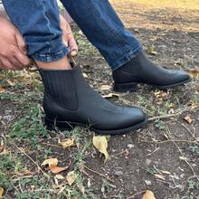 Botin Vaquero De Piel Choco Grizzly Suela Para Hombre Bota De Piel Negro Cowboy  Playa Boda Fiesta Exterior Botas De Cuero - Negro - Ver 5
