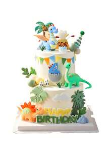 1 chiếc đồ trang trí bánh hình khủng long bằng cao su mềm hoạt hình - Chủ đề rừng rậm: Khủng long bạo chúa Tyrannosaurus Rex, Triceratops, Brachiosaurus, thích hợp cho tiệc sinh nhật trẻ em và tiệc mừng em bé chào đời, không có chức năng chơi, không dành cho trẻ em chơi. - Nhiều màu - Xem 6