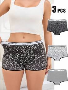 3 Pieces Of Plus Size Women's Boxy Underwear - A Soft And Comfortable High Waisted Tight Fitting Underwear And Panties Suitable For Daily And All Season Wear - 彩色 - 查看 1