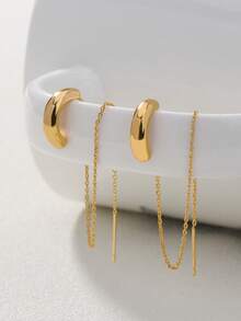 1 Pair Women's Plain C-Shape Element Copper Ear Cuff Earrings - Yellow Gold - View 6