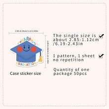 50pcs Graduation Season Graffiti Creative Cartoon Celebration Personalized Decorative DIY Stickers For Bookshelf, Bicycle, Envelopes Scrapbook Supplies Stationery Funny Stickers - 50 Photos Of Graduation Season - View 2