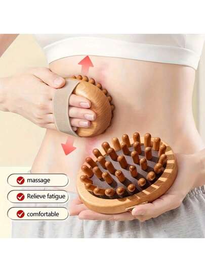 1/2pcs Wooden Massage Brush/Pad-Style Brush, Tool For Body Massage And Therapy, Relieves Fatigue, Soreness, Skin Laxity, Reduces Fat Accumulation, Promotes Lymph And Blood Circulation, Eliminates Edema. Can Be Used As A Dry Brush To Remove Dead Skin. Cushion Design Suitable For Essential Oils And Sunbathing Massage.
