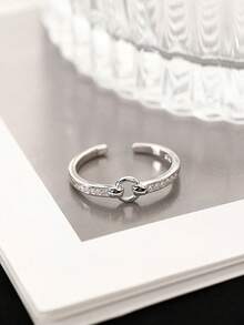 1枚S925纯银极简几何圆形戒指，百搭优雅可调节指节戒指，女士饰品 - 圓形 - 查看 7