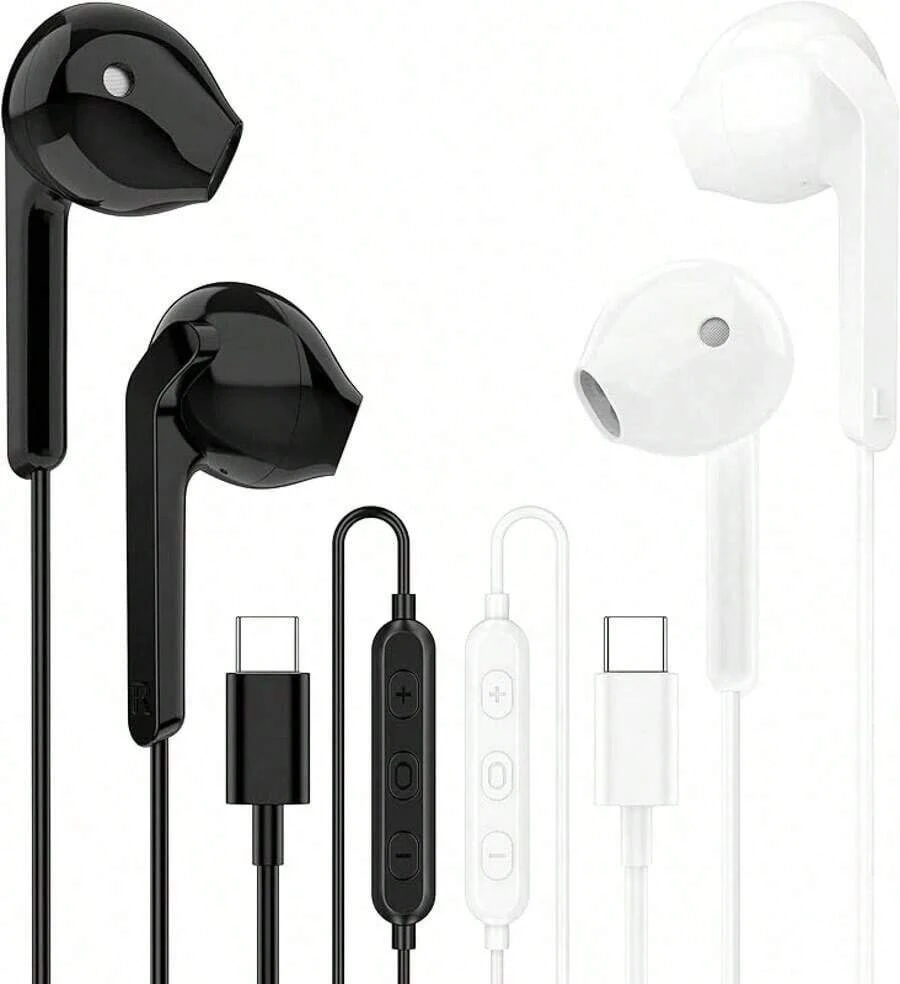 AI Translation Wired Earbuds Real Time - 164 Languages Translator Lightning Headphones & Earphones, Audifonos Traductores Inglés Español Ear Buds Compatible With IPhone 14 13 12 11 Pro Max Plus-2Pack - 黑白 - 查看 1
