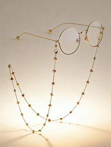 1条金色心形眼镜链，简约时尚金属眼镜链，防丢带，适合日常佩戴 - 彩色 - 查看 2