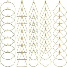 5 Styles Jewelry Making Accessories: Round Teardrop Earring Hoops, Triangle Fan Earrings, Square Geometric Earring Hoops, Jewelry DIY Craft Supplies - Geometric pattern - View 9