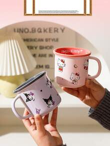 380毫升三丽鸥陶瓷马克杯，可爱卡通猫咪、美乐蒂、酷洛米、肉桂狗图案，光滑釉面，防滑底座，耐热，可微波炉加热，易于清洁，建议手洗，适合女孩、青少年、办公室、家庭使用，也是馈赠佳品，三丽鸥粉丝必备。 - 彩色 - 查看 11