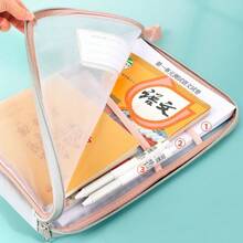 1pc A4 Double-Layer Grid Organizer Bag, Subject Divider Bag, Exam Paper & Book Storage Bag, Document Pouch, Study Supplies Tote - Multicolor - View 2