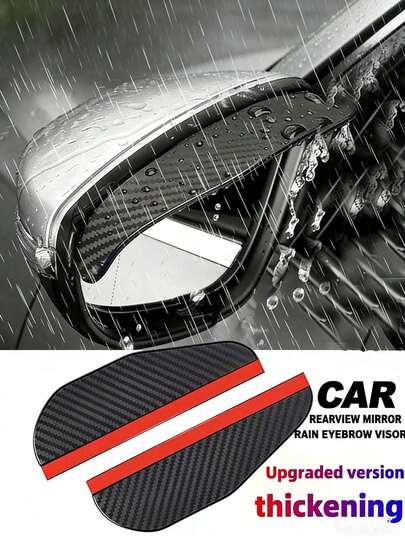 Universal Thick Carbon Fiber Car Rearview Mirror Rain Visor, Waterproof Sunshade, Car Side Mirror Rain Guard, Anti-Glare Anti-Dust Rain Shield, Car Exterior Accessories