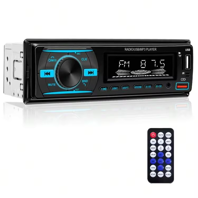 1 Din Car Radio Stereo Bluetooth MP3 Player FM Radio, 7 Color Options With Remote Control, AUX/USB/TF Card Slot, Car Mounting Kit - 12V - View 11