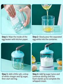 Manual Egg Beater, Cream Whisk, Kitchen Egg Separator, Milk Frother - Multicolor - View 3