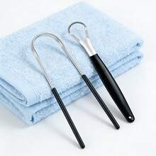 2pcs Stainless Steel Tongue Scraper, Adult Tongue Cleaner, Reduce Halitosis, Daily Oral Care, Suitable For Home And Travel Use - Black - View 6