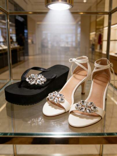 2 piezas Accesorios lindos con incrustaciones de diamante de imitación dorado, decoración clásica y elegante de zapatos de tacón alto de moda, adecuado para sandalias elegantes y sexys, zapatillas, broches para vestidos, clips para bolsos, decoración del hogar y múltiples propósitos