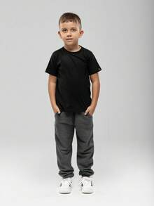 Boys' Sweatpants With Pockets Sizes 4/6/8/10/12 - Dark Grey - View 3