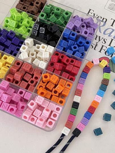 20颗12毫米纯色亚克力方珠，大孔字母珠，DIY珠宝配件，高档项链串珠材料