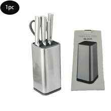 1 Set Stainless Steel Knife Holder And Kitchen Utensil Storage Canister, Single Slot Design For Free Insertion, Durable Material, Suitable For Storing Kitchen Knives, Utensils, Kitchen Rack, Draining Rack, Storage Organizer And Other Kitchen Storage Items - Stainless Steel Color - View 12