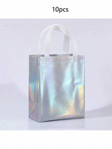 【全息礼品袋】10个装彩虹全息礼品袋，带提手 | 可重复使用的中号派对手提袋，8英寸 x 4英寸 x 10英寸，生日、返校、情人节、母亲节、毕业典礼的理想之选 - 查看 8