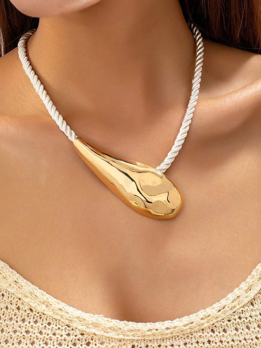 1件装粗绳水滴吊坠项链 - 夸张波西米亚风格女士首饰 - 彩色 - 查看 1