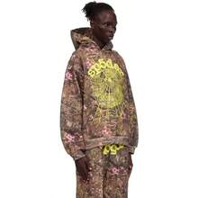 Spider Web Fashion Hip-Hop Printed Flower Hoodie, European And American Brand Large-Sized Loose Men's And Women's Hooded Sweatshirt Set - ngụy trang - Xem 9