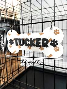 1 Stück individuell gestaltete Hundehütten Namensplakette, kann Haustiernahmen anpassen, Hundekäfig Namenslogo, knochenförmiges Hundehütten Schild, Namensschild mit Pfötchen-Aufdruck, individualisiertes Geschenk für Katzen- und Hundeliebhaber, Holz Hundekäfig Namenslogo - Verschiedenfarbig - Übersicht 11