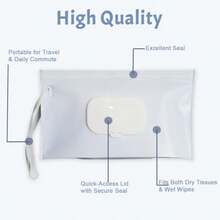 Baby Wipes Holder 2 Pack Reusable Wipes Pouch Travel Wipes Case Portable Wipe Dispenser For Diaper Bag Blue Beige - 如圖所示 - 查看 2