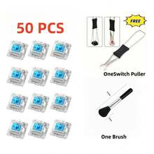 50pcs/100pcs Practical Blue/Black/Red/Brown Mechanical Keyboard Switches, Hot-Swappable Cross Axis Core - With Keycap Puller - Multicolor - View 39