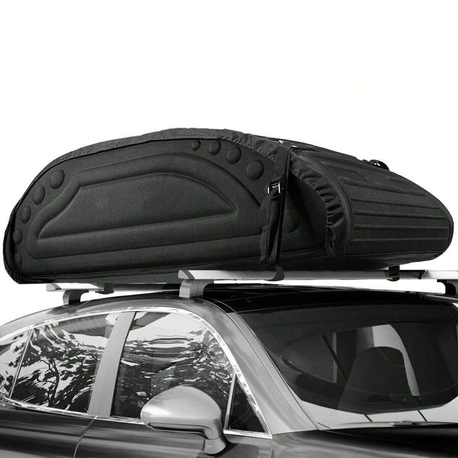 COSTWAY 400L Waterproof Car Roof Bag, Foldable Rooftop Cargo Carrier With 4 Reinforced Straps & Anti-Slip Bottom, Soft-Shell Car Top Storage Bag For All Cars With Or Without Rack, Black - A - View 1