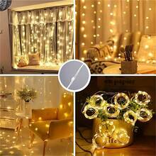 300 LED Curtain Lights, 3m*3m/9.84ft X 9.84ft, Warm White, 8 Lighting Modes, USB Powered With Remote Control, Suitable For Room, Window, Wedding, Party, Christmas - USB Curtain Light String - View 4