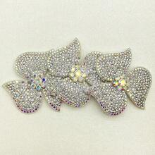3pcs/Pack Full Rhinestone Triple Petal Flower DIY Hand Sewing Rhinestone Flower For Shoes, Hats, Bags - Sky Blue - View 7