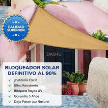 Mallas Velaria Triangular Raschel 90% - 2x2x2m Beige - Doble Bastilla y Jaretas Reforzadas, Protección UV, HDPE de Alta Densidad, Resistente al Sol y Desgaste, Ideal para Jardín y Exteriores - Beis - Ver 2