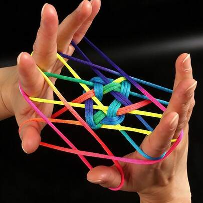 5件套彩色手链，彩虹绳编玩具，经典手工绳编材质，缓解焦虑和压力，适合作为生日派对礼物