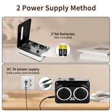 1个USB Type-C磁带播放器适配器，便携式磁带转MP3转换器，高保真立体声，无需电池即可进行数字采集，双电源供电（电池/USB），亮面外观，母头转公头极性，≤36V，兼容CD播放器设置，快速发货，精美礼品包装，赠送有线耳机和31种语言用户手册 - 查看 7