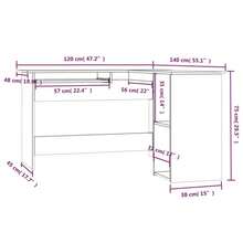 vidaXL Eckschreibtisch Grau 120x140x75 cm Holzwerkstoff, Schreibtisch, Computertisch, Bürotisch, Büroschreibtisch, Studiertisch, Arbeitstisch - Grau - Übersicht 6