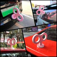 3D Car Wind Up Key Cute Clockwork Decoration For Back Of Car Roof EVA Wind Up Key Fit For All Vehicles WallandWindowandDoor Decoration Pink Leopard - Pink Leopard - View 4