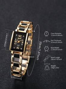 4pcs/Set Women's Gift Watch With Square Dial, Rhinestone Scales, Elegant Quartz Wrist Watch + Heart-Shaped Bracelet (Watch Box Not Included) - Multicolor - View 6