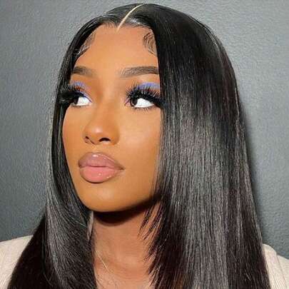 jessie's wig Tóc giả cắt sẵn 4x4, kiểu tóc gợn sóng nhiều lớp, không cần keo dán, có mái rẽ ngôi, làm từ tóc thật, độ dày 180%, 100% tóc người thật.