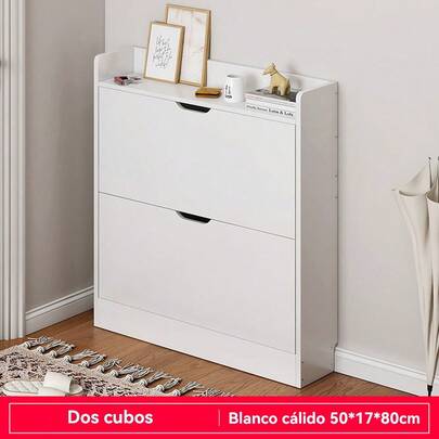 Mueble para Zapatos Delgado con Cajones Giratorios – Perfecto para Sala, Pasillo o Departamento, sin Ocupar Mucho,Gabinete Organizador de Zapatos con 2 Cajones Giratorios – Fácil Acceso, sin Abrir Puertas, Ideal para Espacios Reducidos