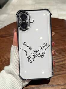 1pc Customized Handprint Signature For Family/Friends/Couples/Mother's Day, Customized Electroplated Shockproof Black Phone Case Compatible With IPhone 16/16 Pro/16 Plus/16 Pro Max/11/11 Pro/11 Pro Max/12/12 Pro/12 Pro Max/13/13 Pro/13 Pro Max/14/14 Plus/14 Pro/14 Pro Max/15/15 Plus/15 Pro/15 Pro Max/17 Pro Max/17 Air/17, Interesting Phone Case, Summer Phone Case - Black - View 8
