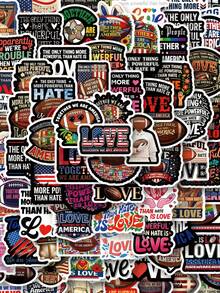 50Pcs Together We Are America Stickers Graffiti Stickers For Water Bottle, Guitar, Luggage, Phone, Case, Laptop, Skateboard, Gift - A - View 1