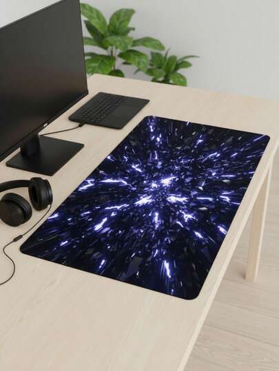 超大游戏桌垫和鼠标垫 - 紫水晶破碎星光设计，霓虹炫彩视觉效果，防滑橡胶底座，光滑电竞表面，可用作键盘垫、桌垫或书垫，适用于游戏玩家、办公室和宿舍，电脑、办公和游戏环境，游戏玩家的理想礼物，兼容鼠标和轨迹球
