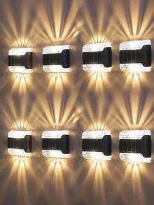 8/4pcs Solar LED Wall Lights - Outdoor Waterproof Smart Lighting Control Sensor, Dusk To Dawn Auto On/Off, Waterproof, Wide Angle Illumination, Suitable For Outdoor Garden Decor, Patio, Balcony, Fence And Corner Lighting. 1/4/8pcs - Solar Lights - View 1