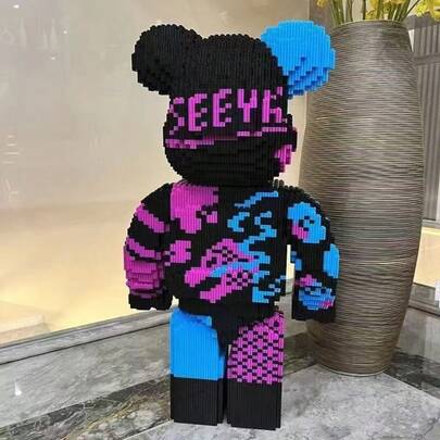 1000pcs White Gear Bear Pixel Building Blocks, Room Decor, Desktop Ornament, Stress Relief Toy, Gift For Halloween, Birthday, Christmas, Graduation, Friends, Couples, New Year, Wedding, Easter