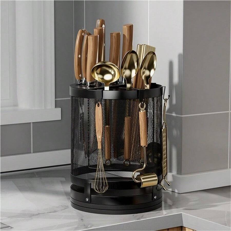 Knife Block, Knife Holder & Roll Bag - Black - View 1