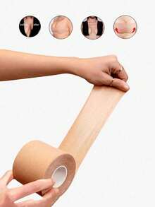 1 Cuộn Băng Nâng Ngực Vô Hình Nhiều Kích Cỡ, Nhiều Kiểu Dáng Có Sẵn, Chất Liệu Cotton-Polyester, Vải Co Giãn Thoáng Khí, Thích Hợp Cho Phụ Nữ Đi Tiệc, Kỳ Nghỉ và Sử Dụng Hàng Ngày, Miếng Dán Nâng Ngực Tự Dính, Miếng Dán Đệm Dây Áo Ngực Cho Nữ - Màu be - Xem 4