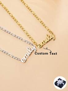 1件个性化时尚多链项链，可定制不锈钢英文字母吊坠项链，男女皆宜日常佩戴，适合情侣、男友、女友、父母、家人、宠物，是情人节、母亲节、父亲节、周年纪念日、派对、婚礼的完美礼物 - 光面雙層 - 查看 2