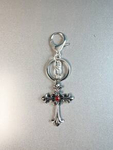 1pc Women Fashion Alloy Rhinestone Cross Charm Key Chain Car Accessories Bag Charm School Cute Goth Y2k - Multicolor 2 - View 7