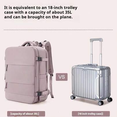 40x20x25厘米旅行背包，符合瑞安航空客舱行李规定，20升旅行背包，男女通用，带14英寸笔记本电脑隔层和USB接口的旅行手提包，适合旅行