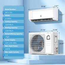 strundghti High Efficiency Mini Split Central Air Conditioner & Heater – 12,000 BTU, 22 SEER, Ductless Wall-Mounted Inverter, Energy Efficient, WiFi, Remote, Cooling & Heating For Rooms Up To 750 Sq.Ft - US A Type Plug(110-127V) - View 2