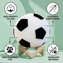 This Cute Mini Plush Football Is Soft And Fluffy, With A Black And White Patchwork Design. - Multicolor - View 6
